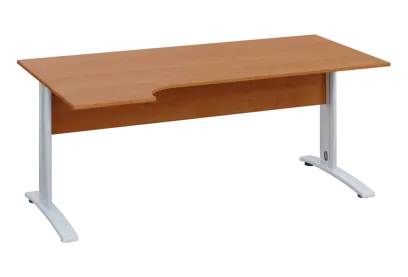 ERK 18 - 184 stůl kancelářský, rohový, levý, kovová podnož bílá, deska 18 mm, široký 1800 mm, olše jantar